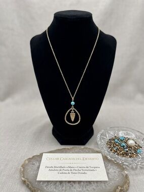 CC Boutique Gold-Tone Teardrop Necklace with Turquoise Bead